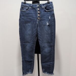 KanCan Distressed Ankle Jeans in Dark Blue